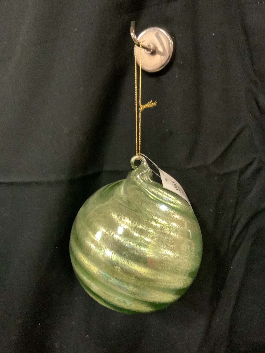 Ornament, Round Swirl Green 4"