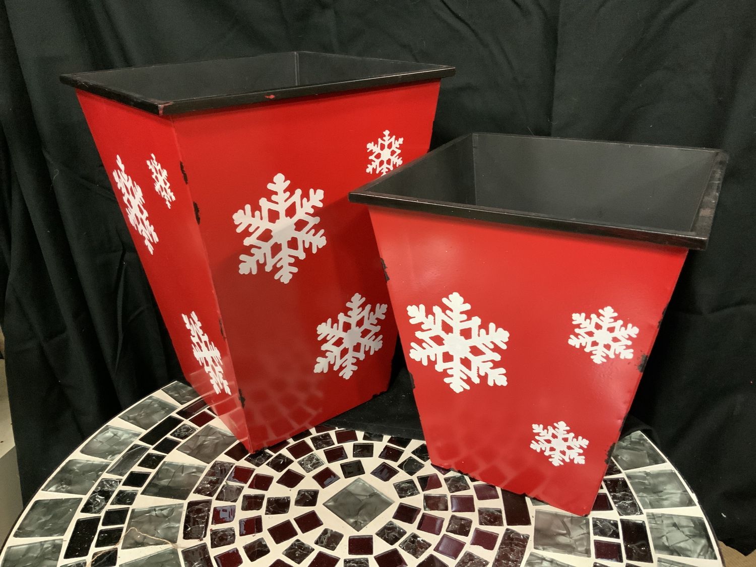 Container, Pot Stand asst snowflk