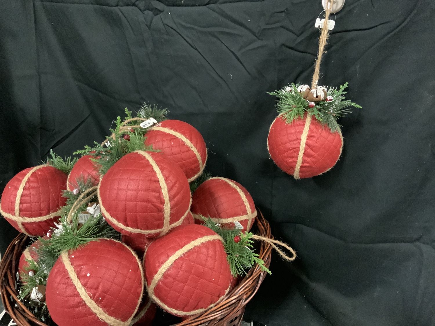 Ornament, Leather Jute Ball 6" TopBells