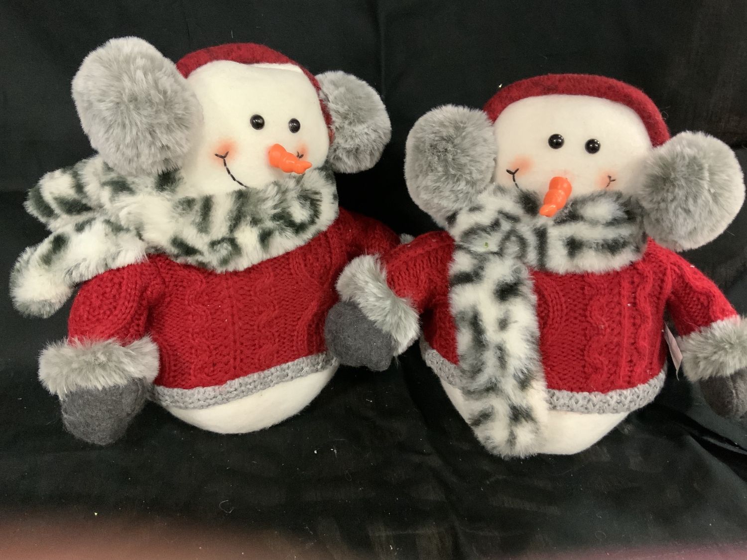 Snowman, Faux Fur Scarf Red/Gray