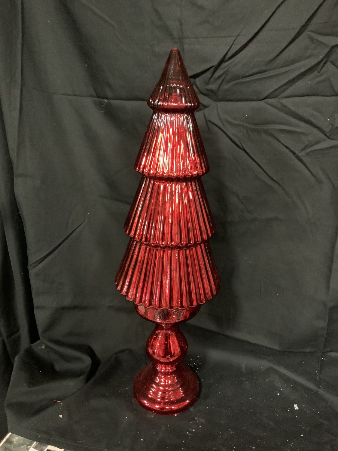 Tree, Red MercuryGlass Pedestal asst 2 LED