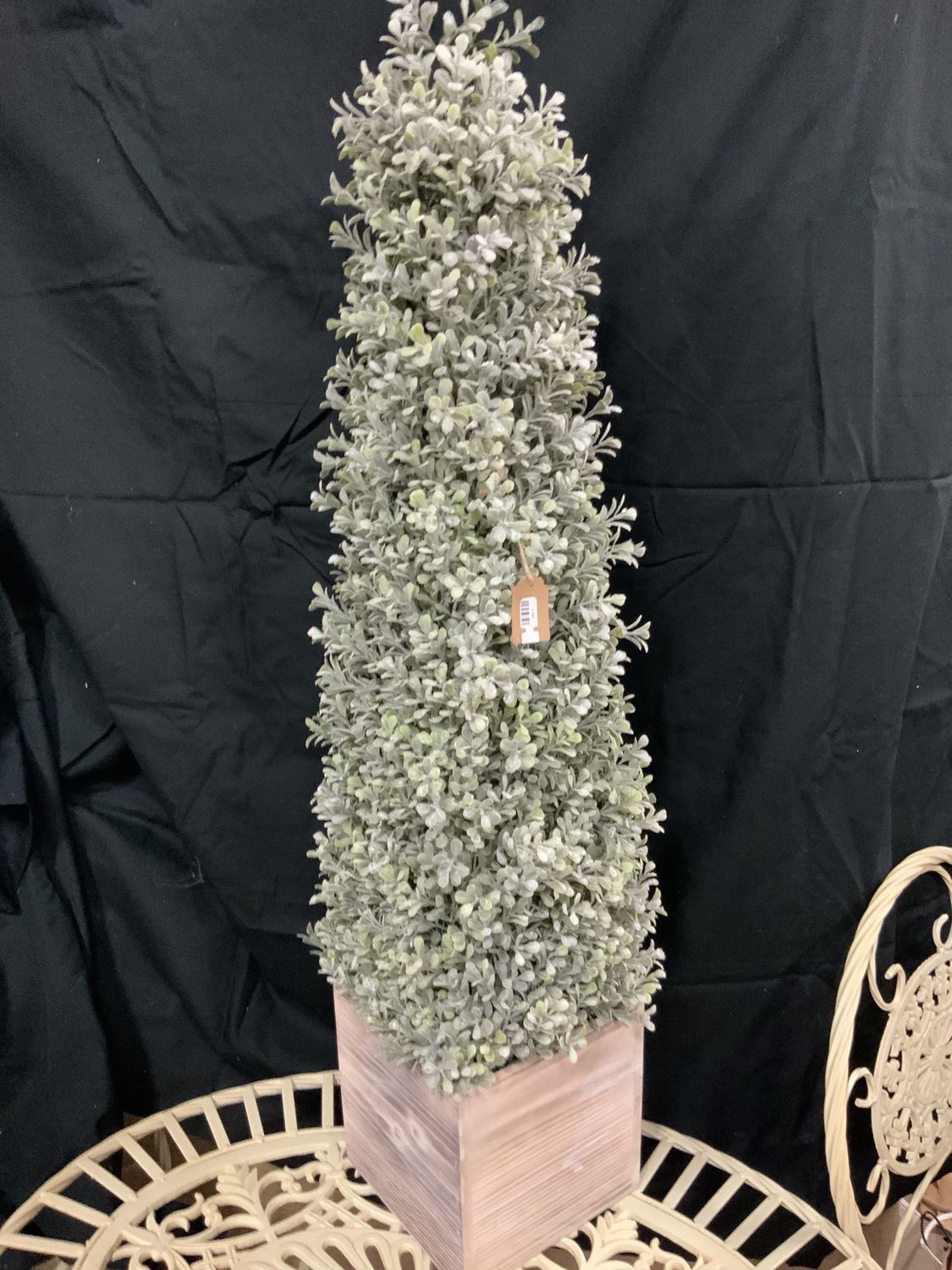 Tree, Boxwood Cone Flocked 36" wood pot