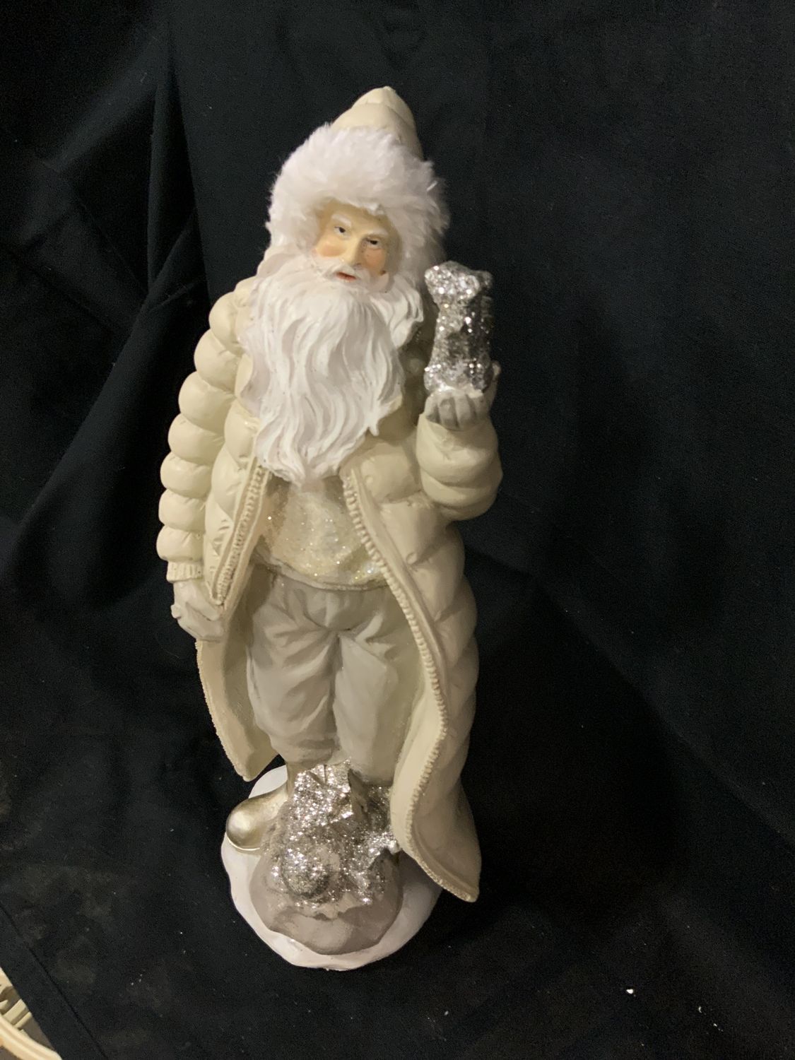 Santa, Forest w/Fur Hat 12" ivory/sl