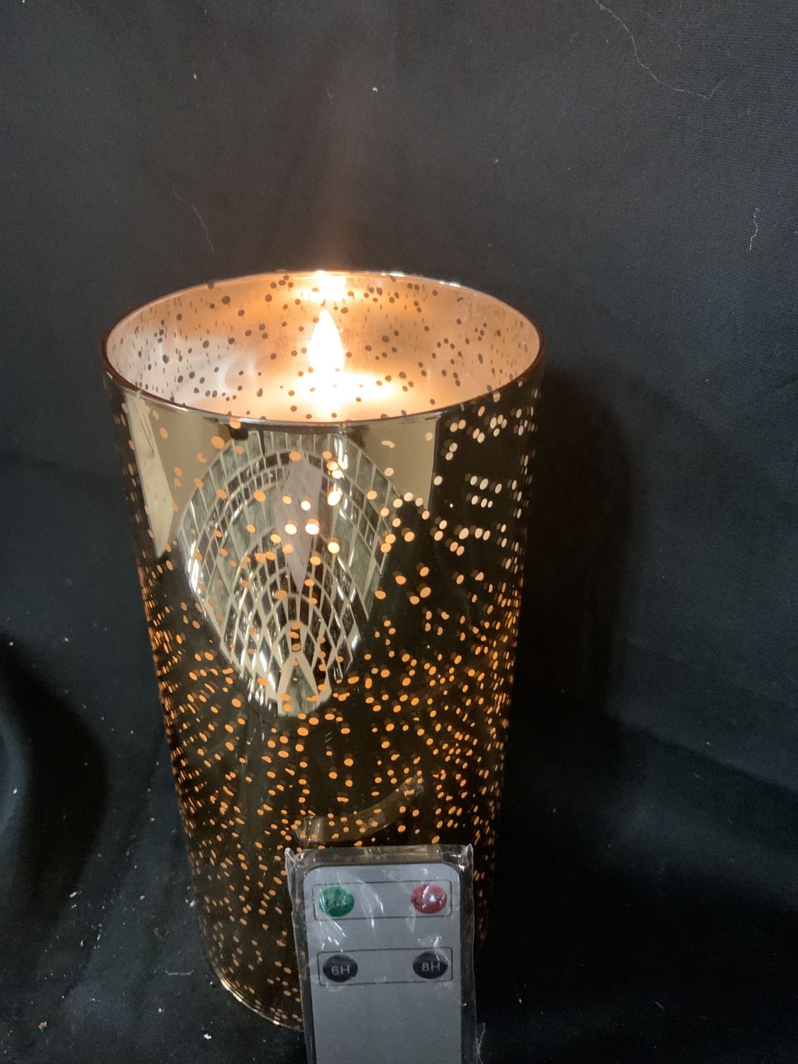 Candle, Mercury Glass 4x8 Gld/rmt