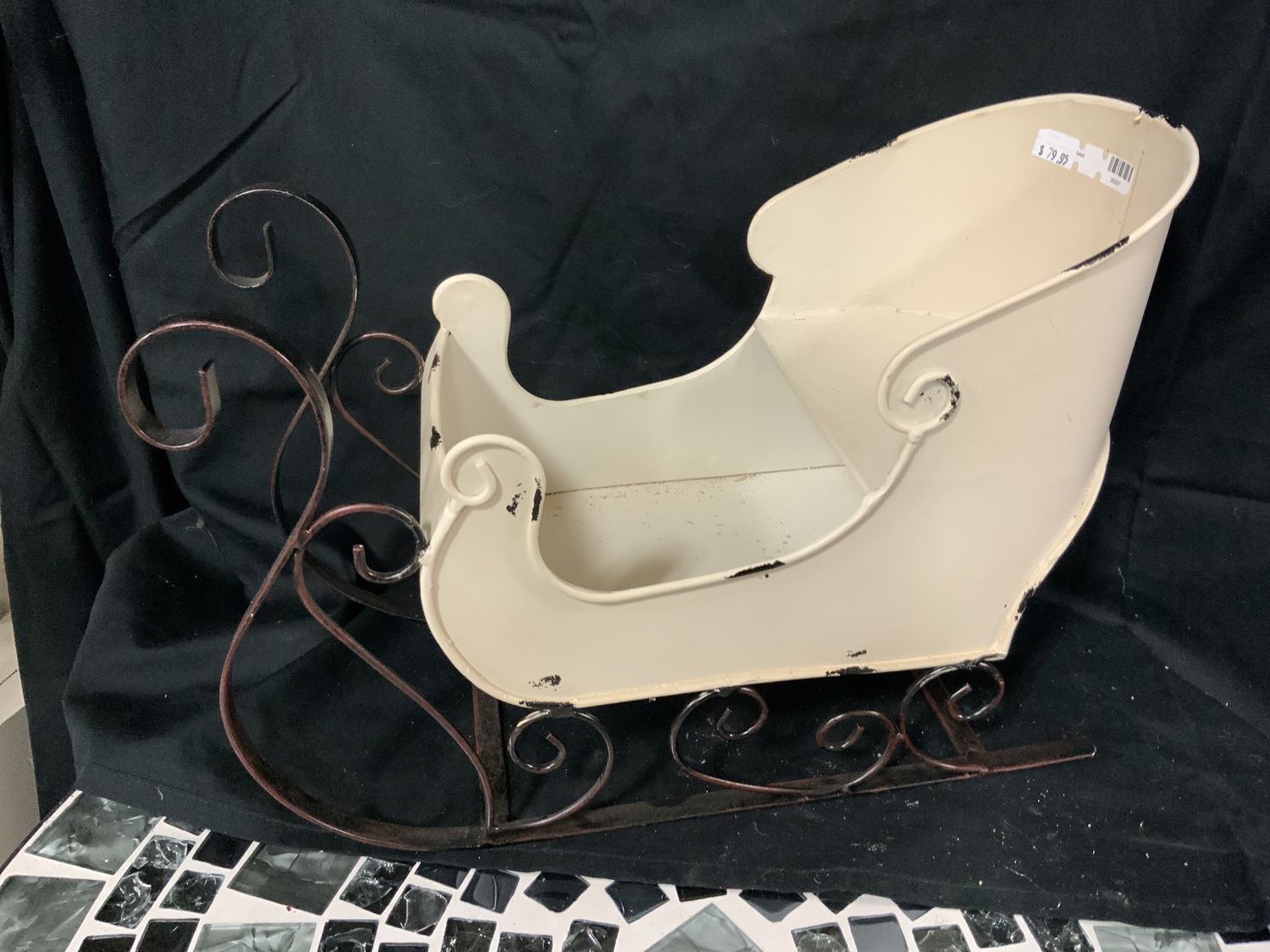 Sleigh, White Wood 3 asst