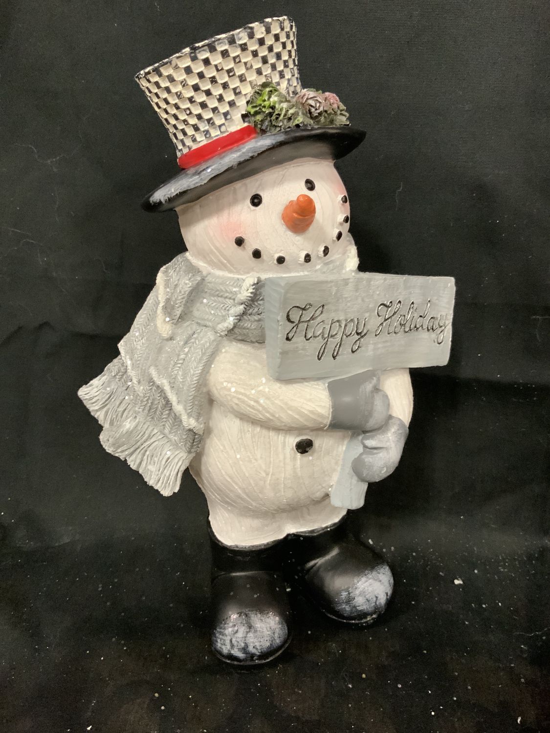 Snowman w/Holiday Signs 10" resin