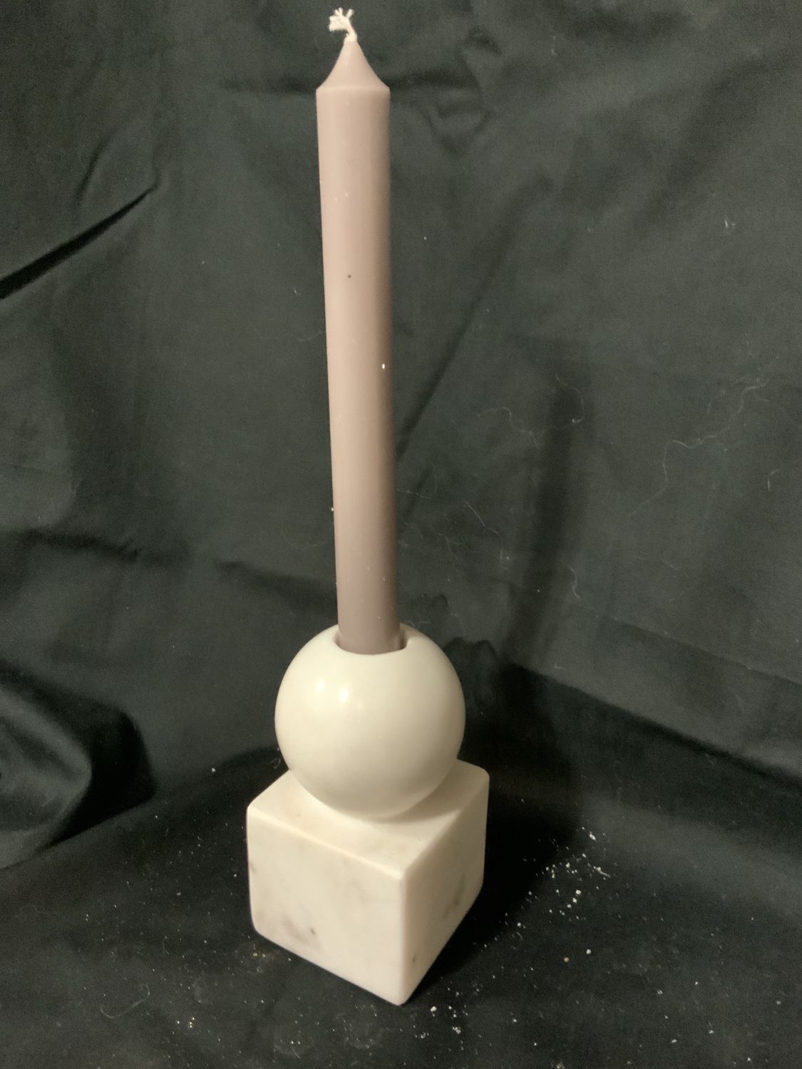 Candle Holder, Marble White SM Sq/Rnd