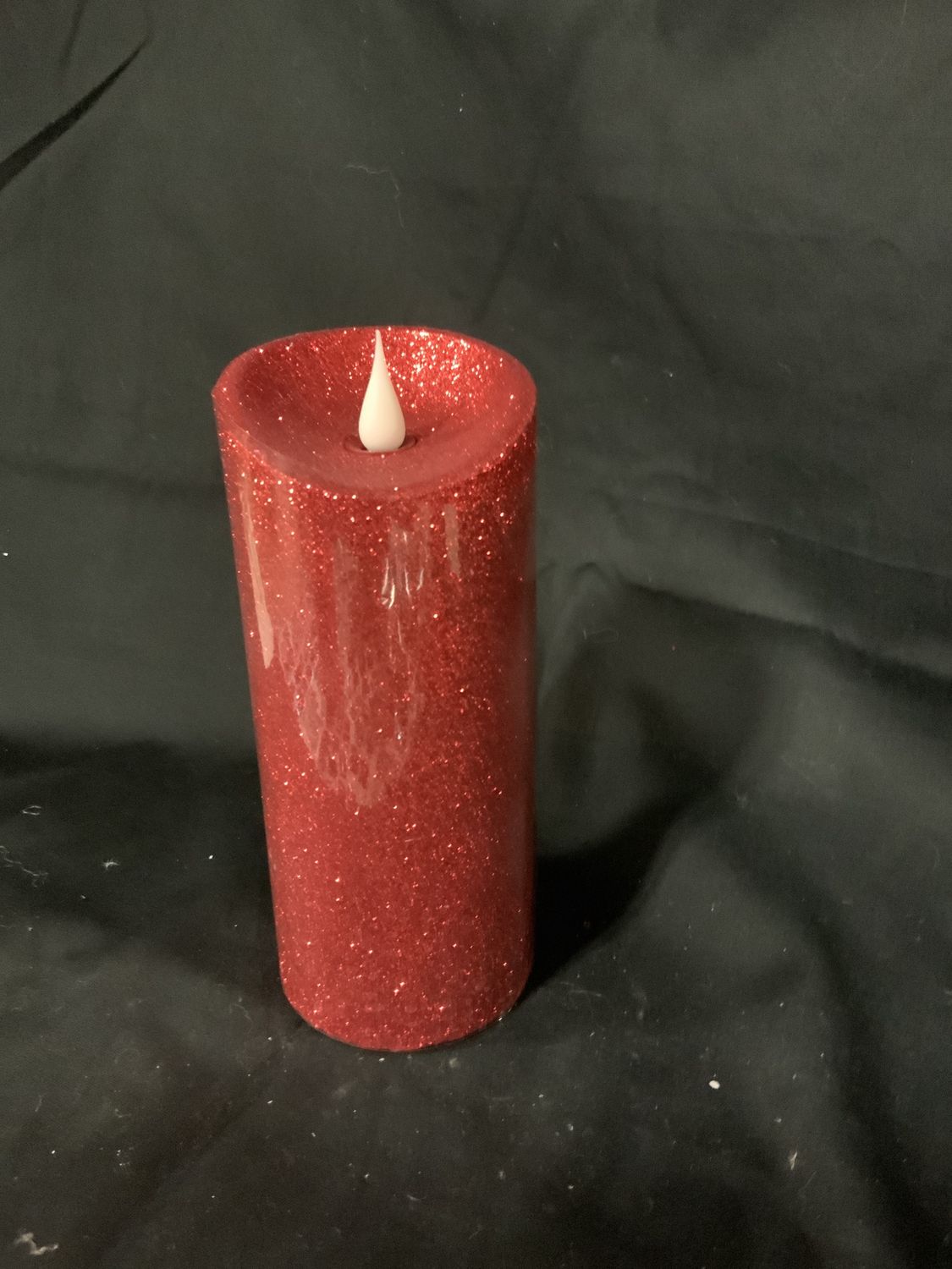 Candle, LED Red Glitter 7" LEDpillar