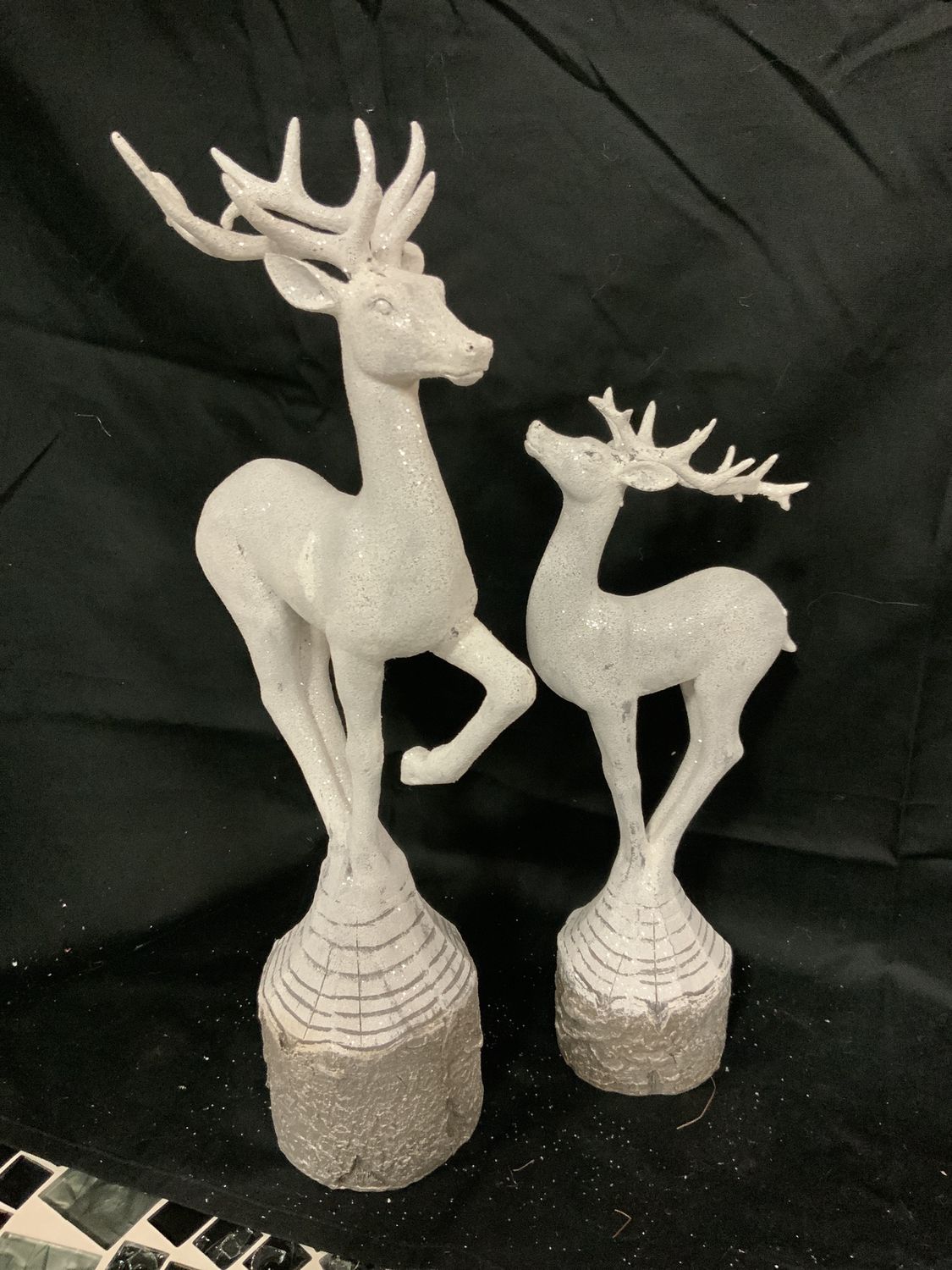 Reindeer, Silver/White 2 sz/glitter