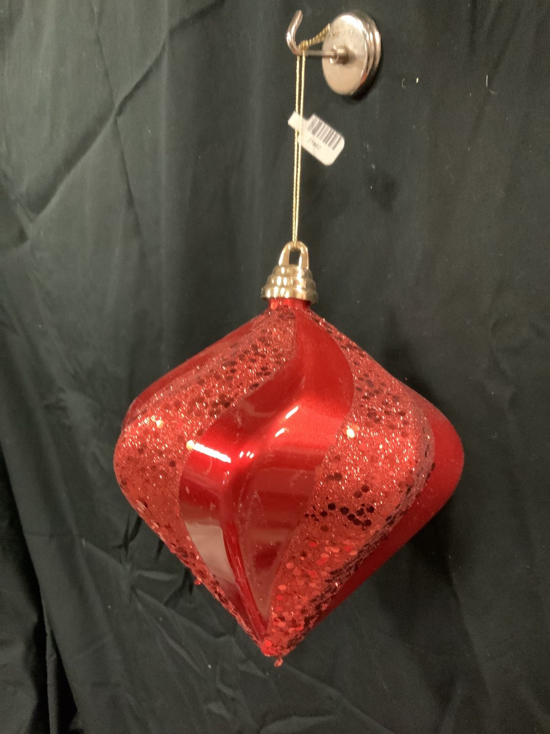 Ornament, Swirl Diamond 6" Red