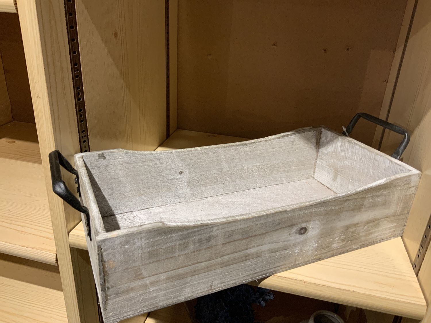 Wood Box Tray, White Washed