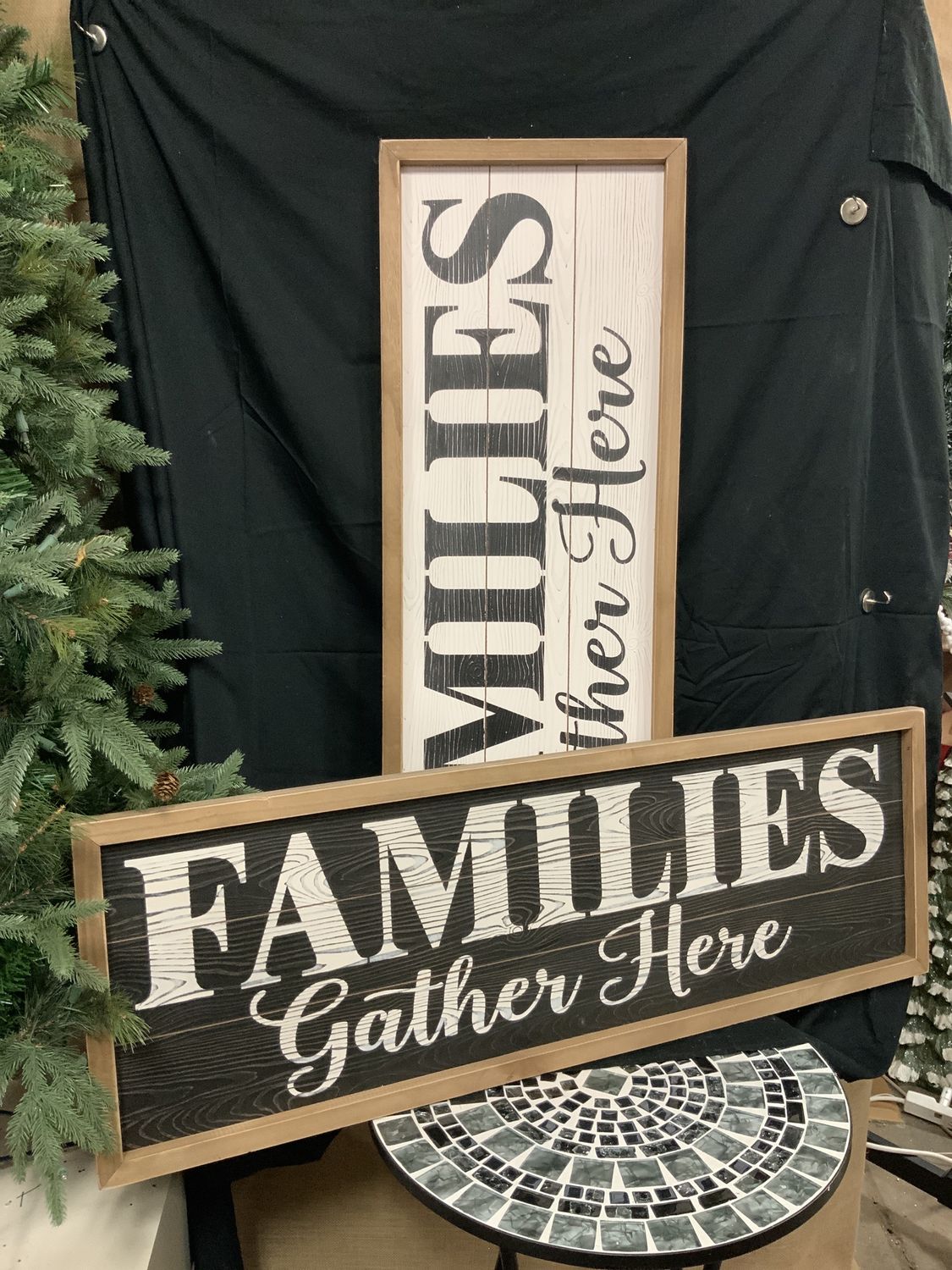 Sign, Families Gather Here 47x16 wood