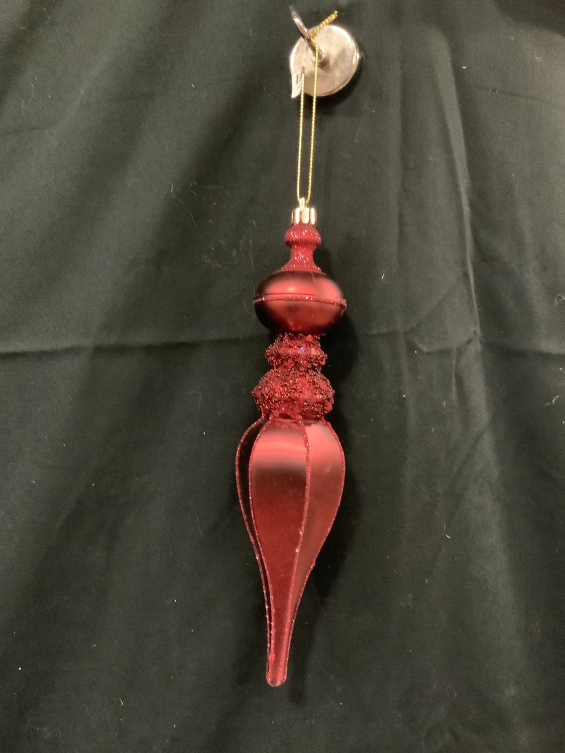 Ornament, Burg Finial Glitter/plas