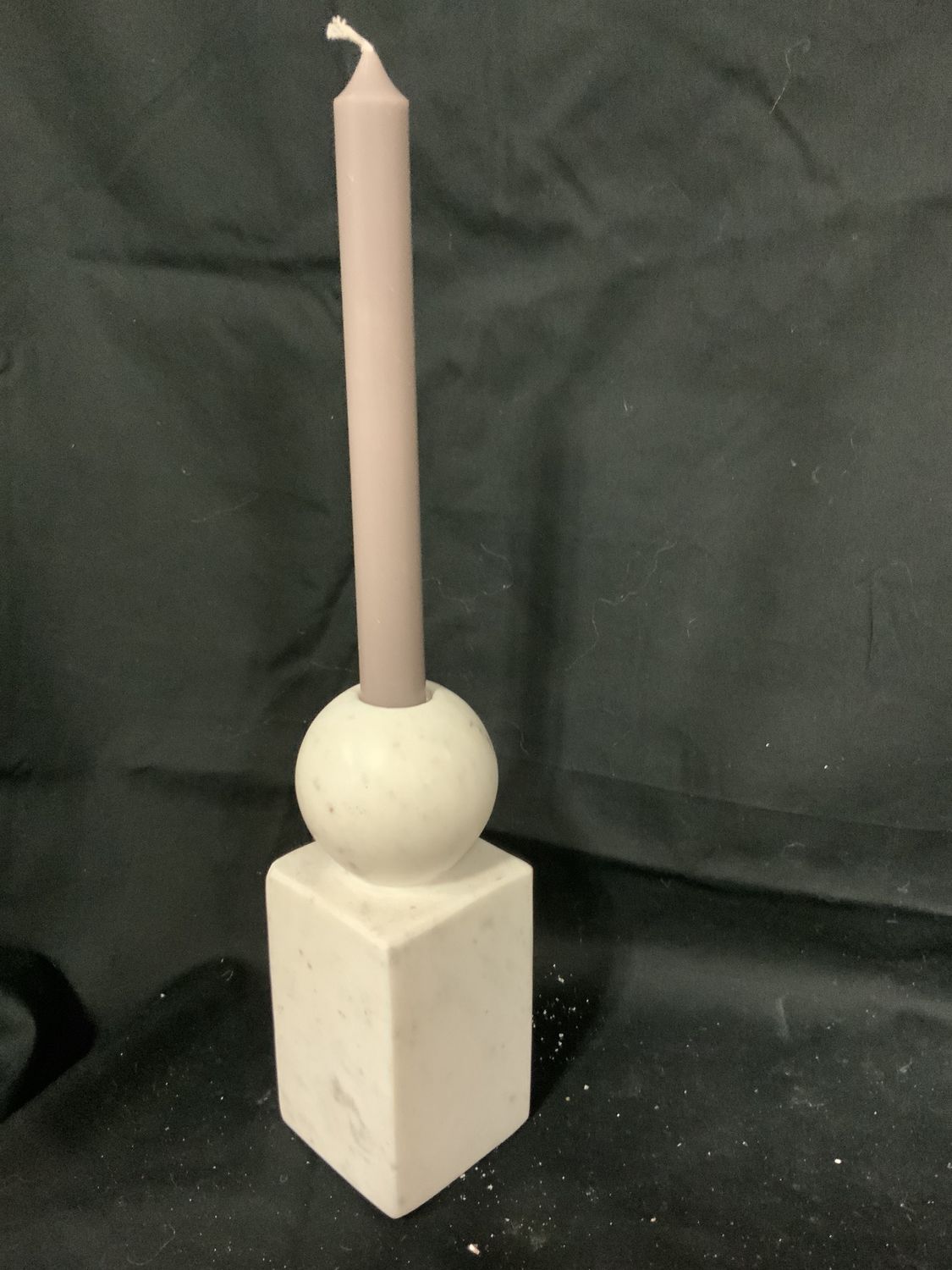 Candle Holder, Marble White Lg Sq/Rnd