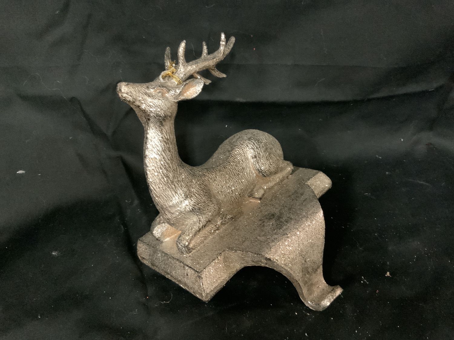 Stocking Holder, Lying Deer 7" Pewter
