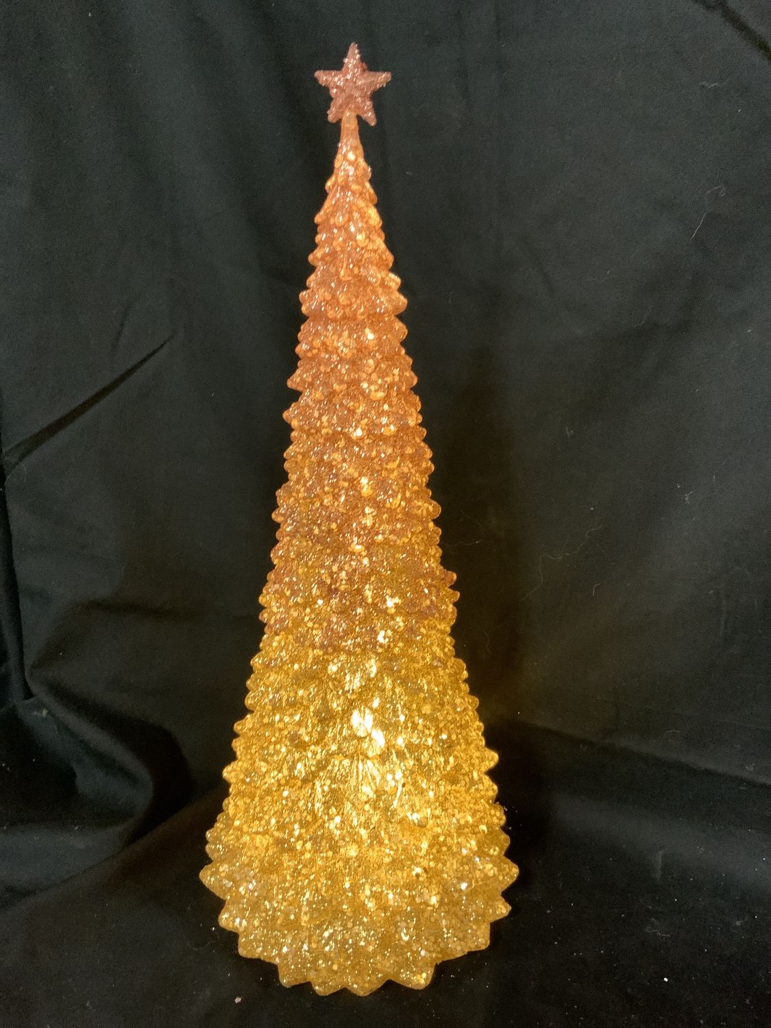 Tree,  Lit Gold Ombre Glitter 11&amp;17" BO