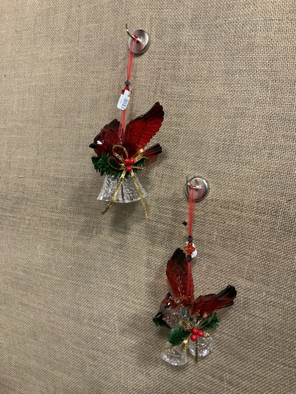 Ornament, Cardinal/Bells acrylic