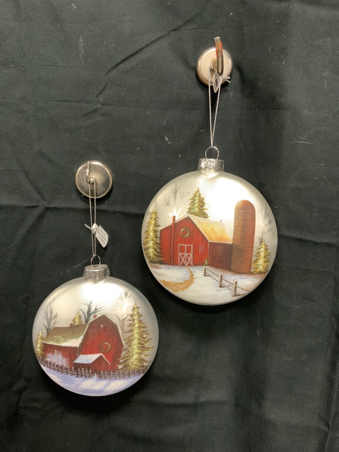 Ornament, Glass Barn Disc 5" bless frm