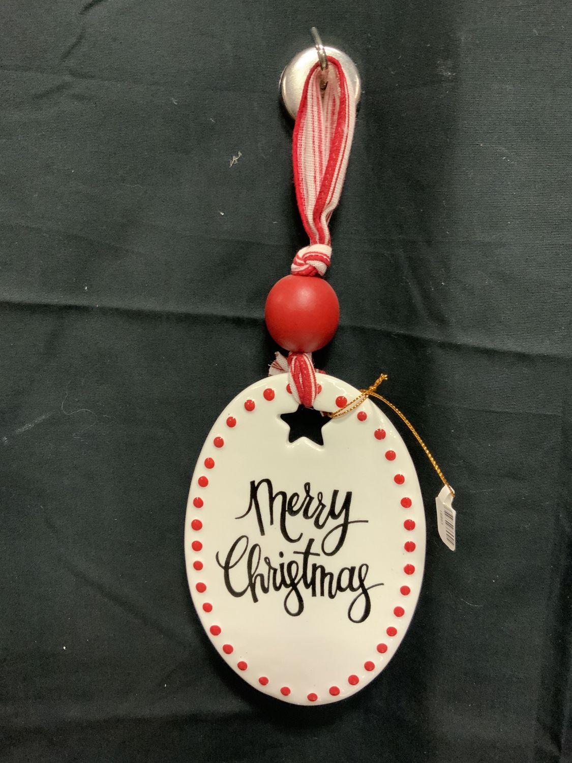 Ornament, Oval Ceramic Ribbon/ball