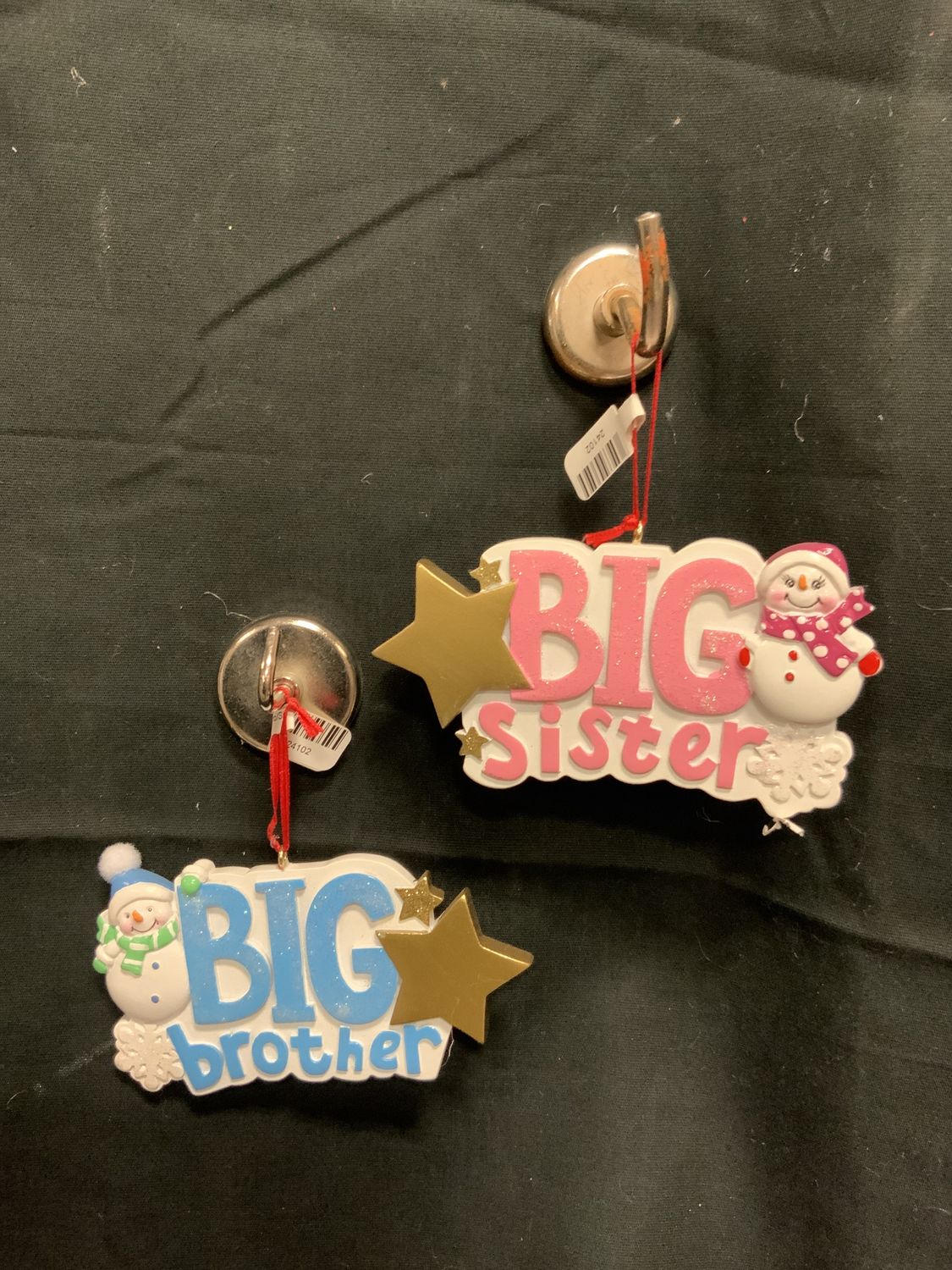 Ornament, Big Bro/Sis Snowman pink/blue