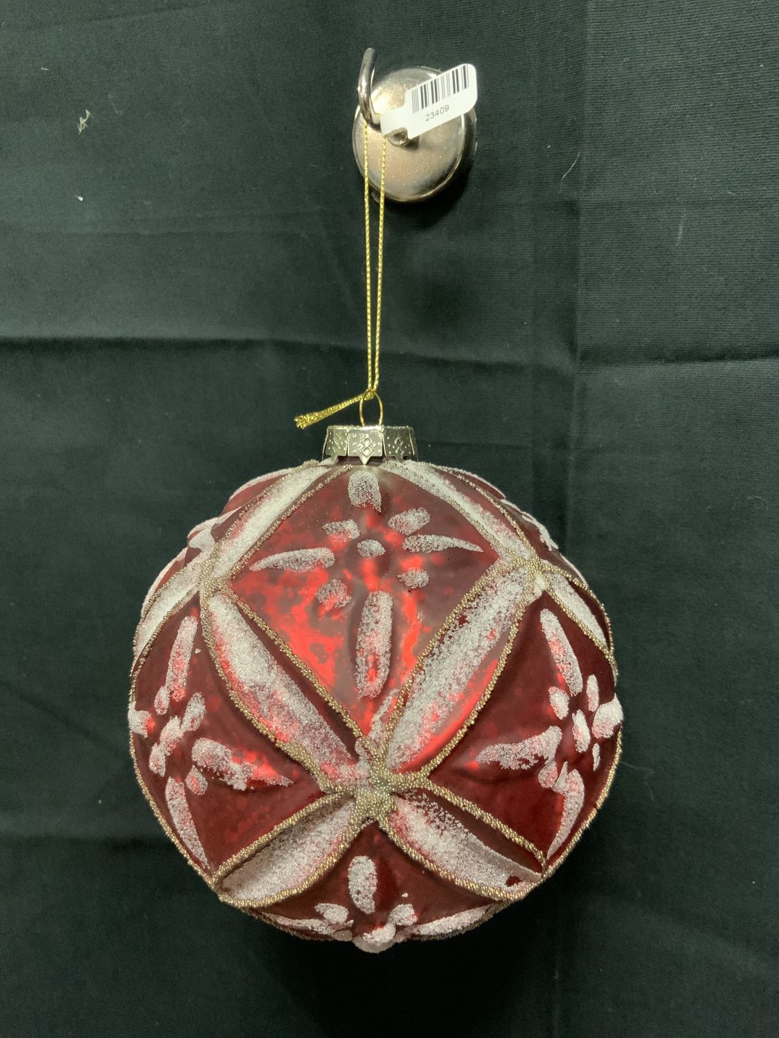 Ornament, Medallion Ball 5" Cranberry