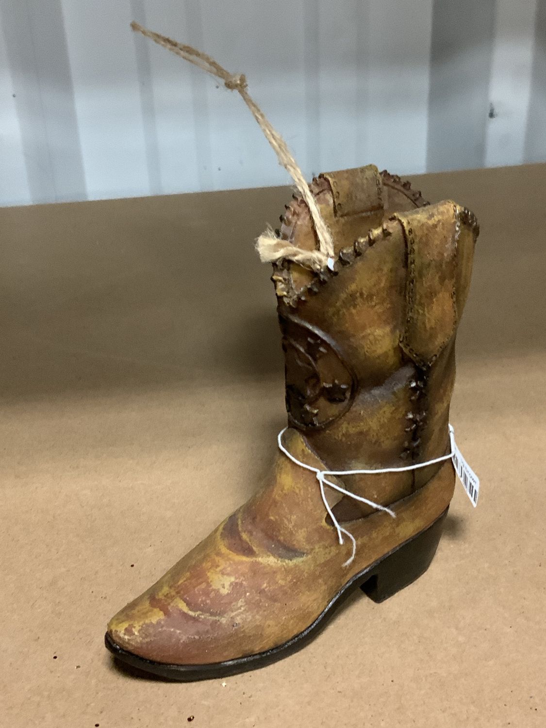 Ornament, Western Boot lg brown