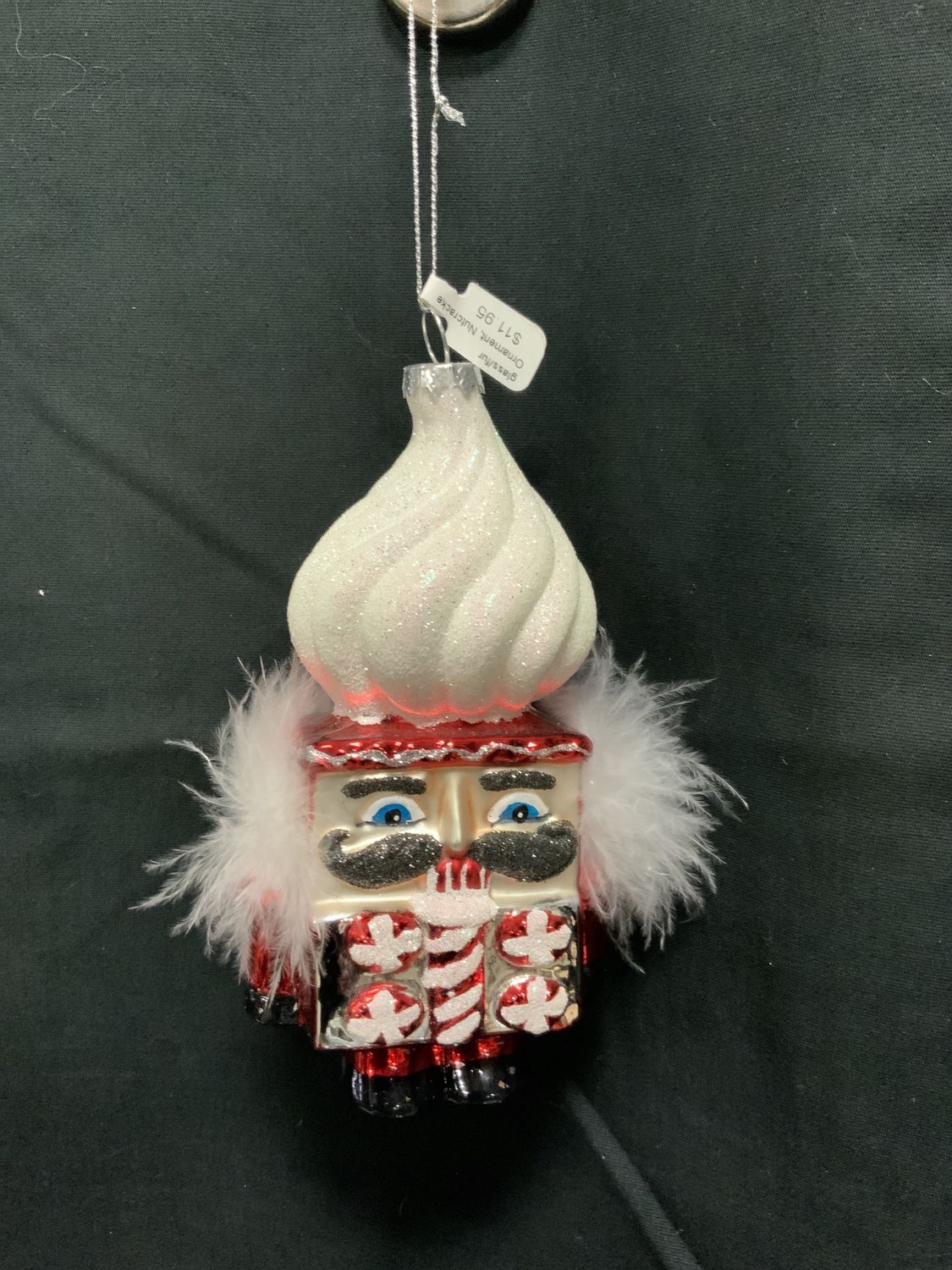Ornament, Nutcracker Head glass/fur
