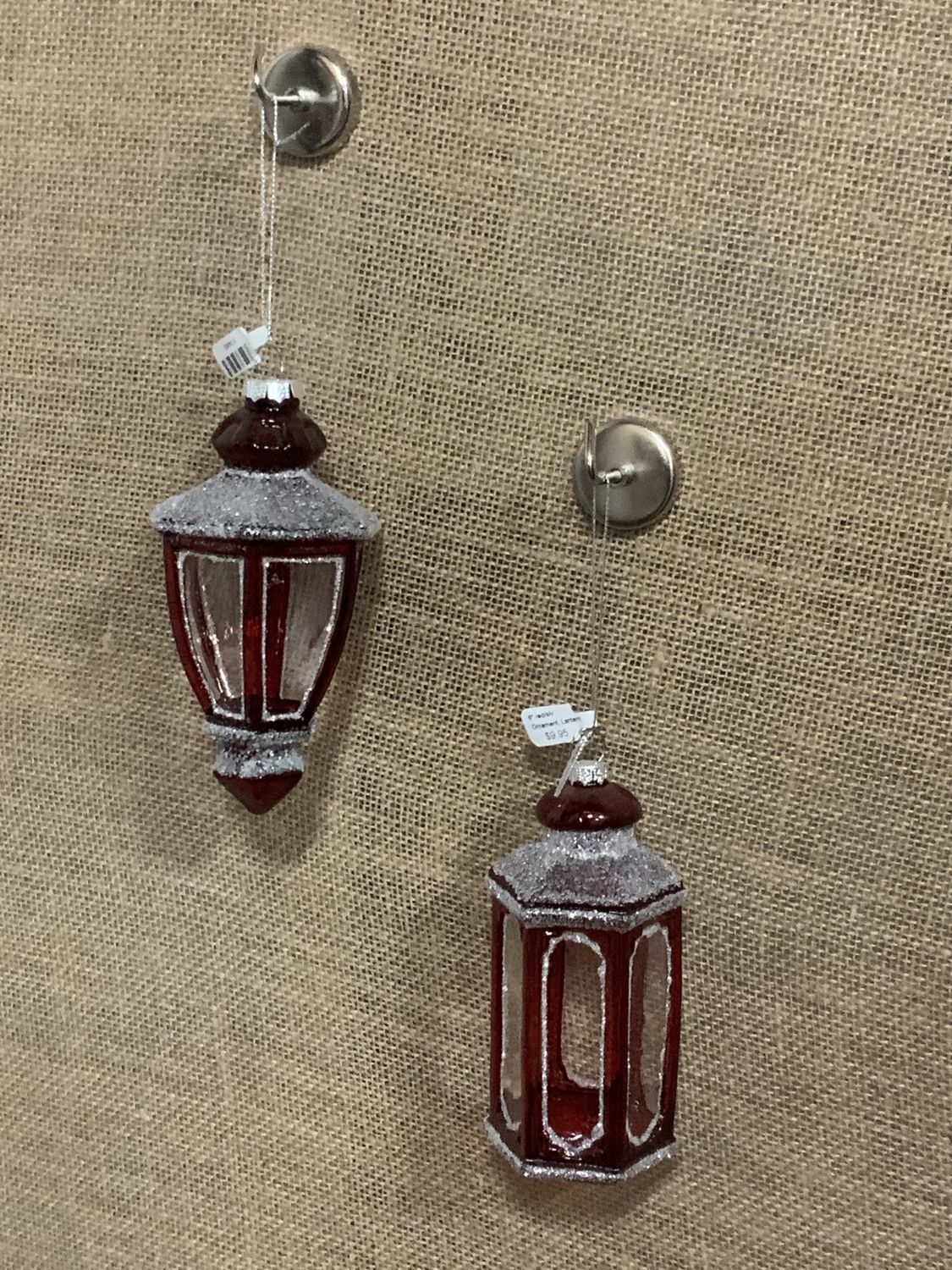 Ornament, Lantern 6" red/slv