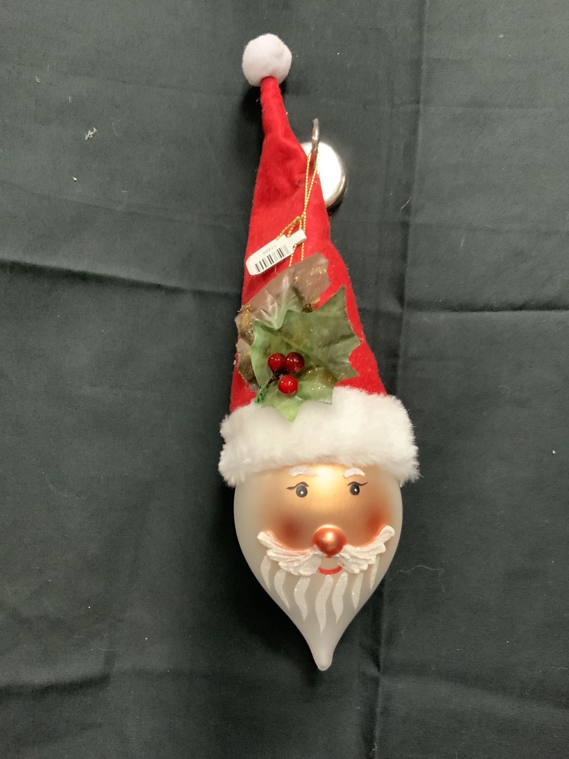 Ornament, Santa Head 8" glass