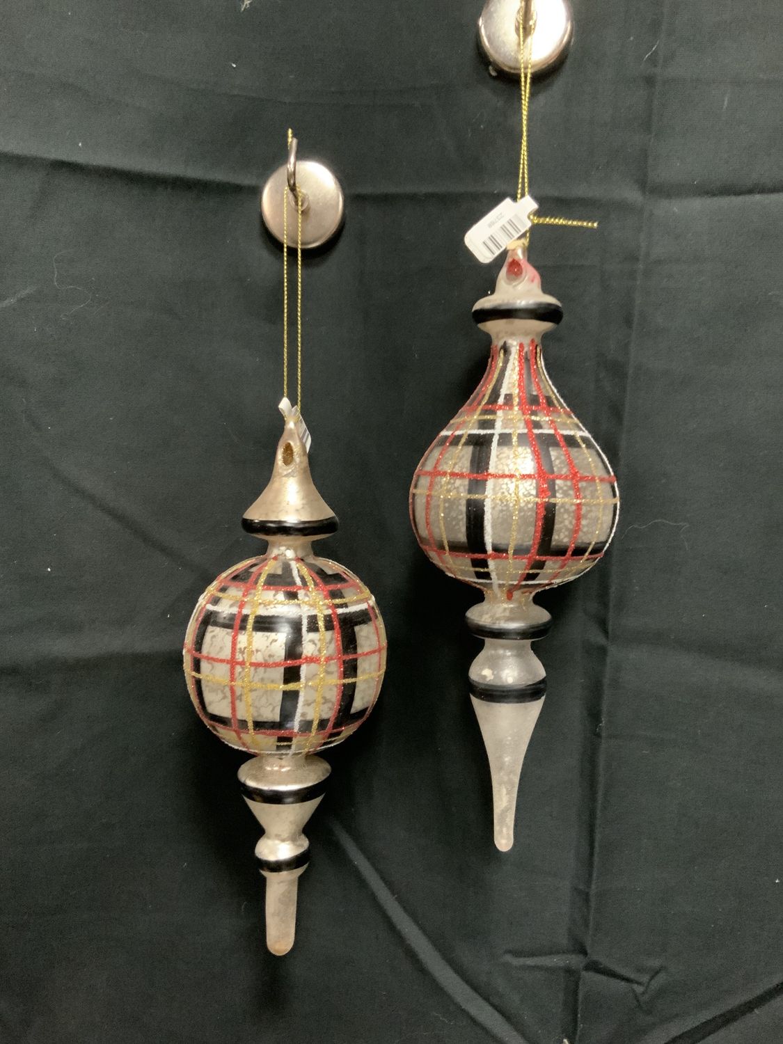 Ornament, Merury Finial Plaid 2 asst