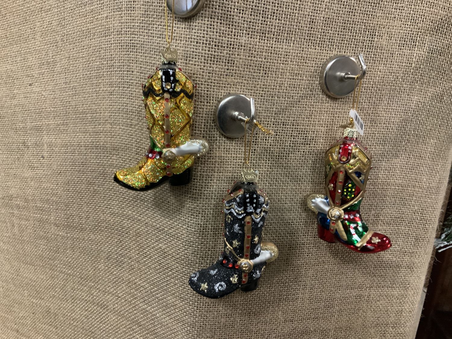 Ornament, Cowboy Boot glass gems
