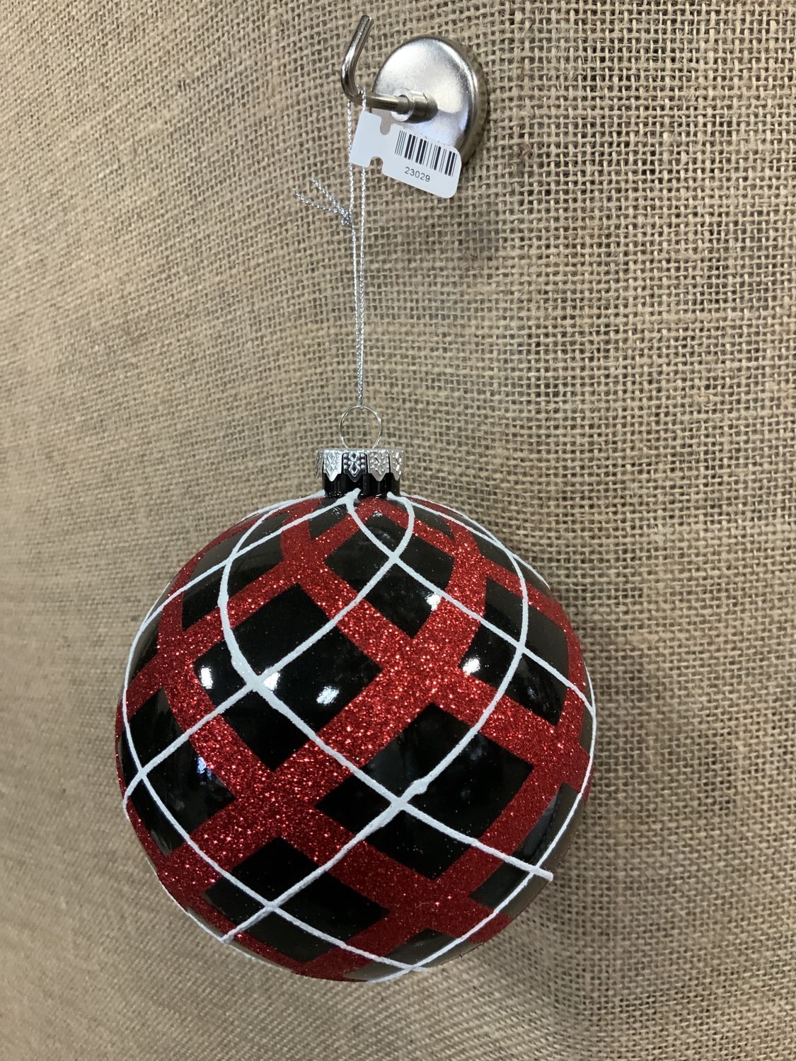 Ornament, Enamel Plaid 120MM Ball