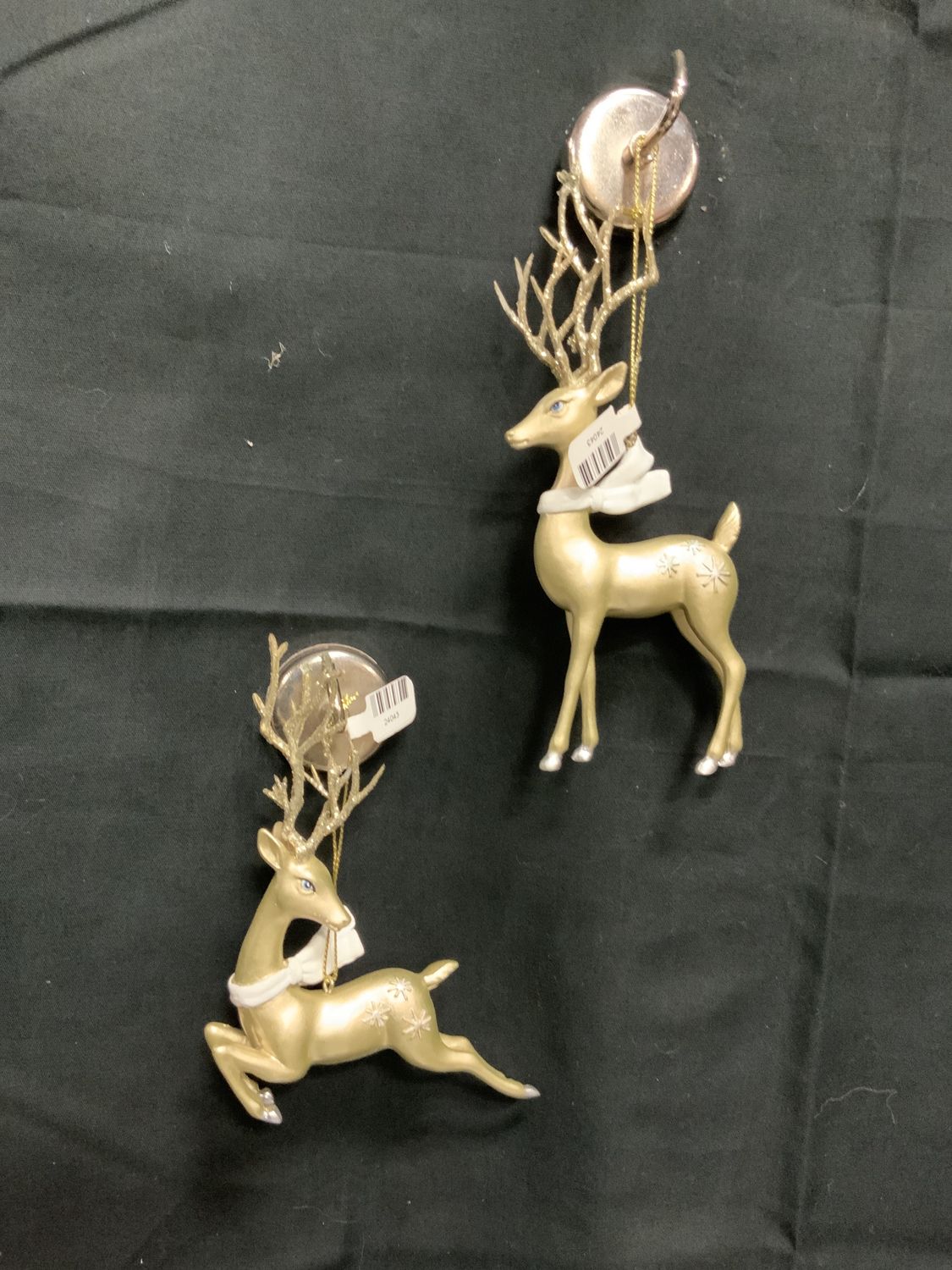 Ornament, Deer Glitter Antler 6" platinum