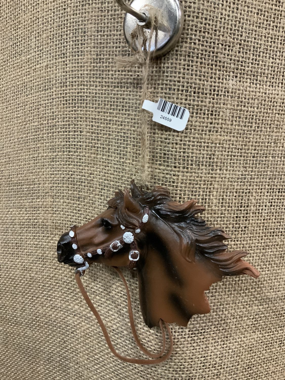 Ornament, Horse Head 4" w/reins
