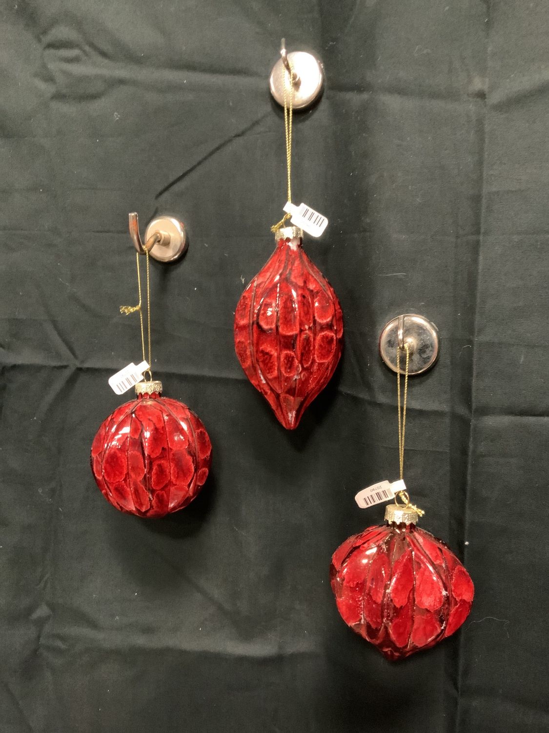 Ornament, Red Glass 3 asst.
