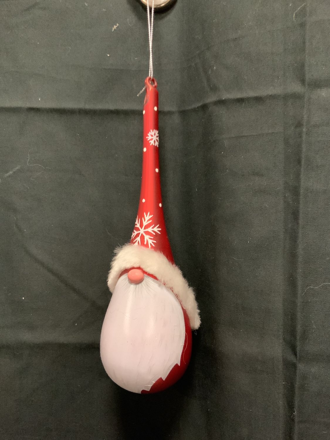 Ornament, Teardrop Gnome 9.5" red/wht