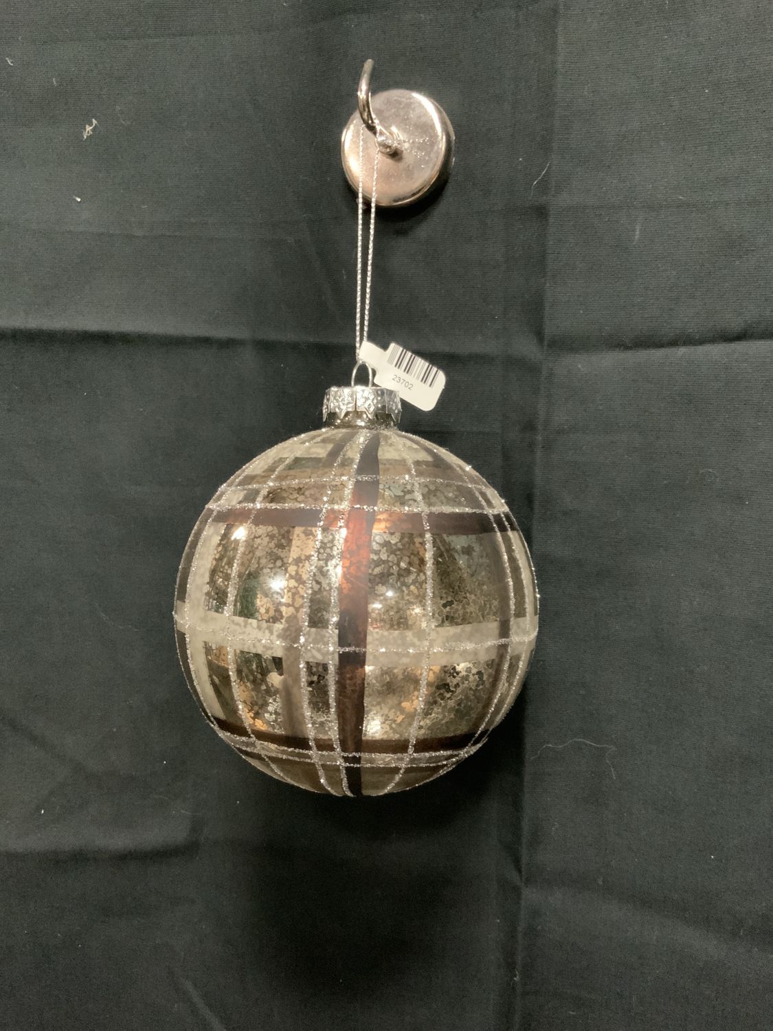 Ornament, Merc Glass Plaid Ball 4" Plaid