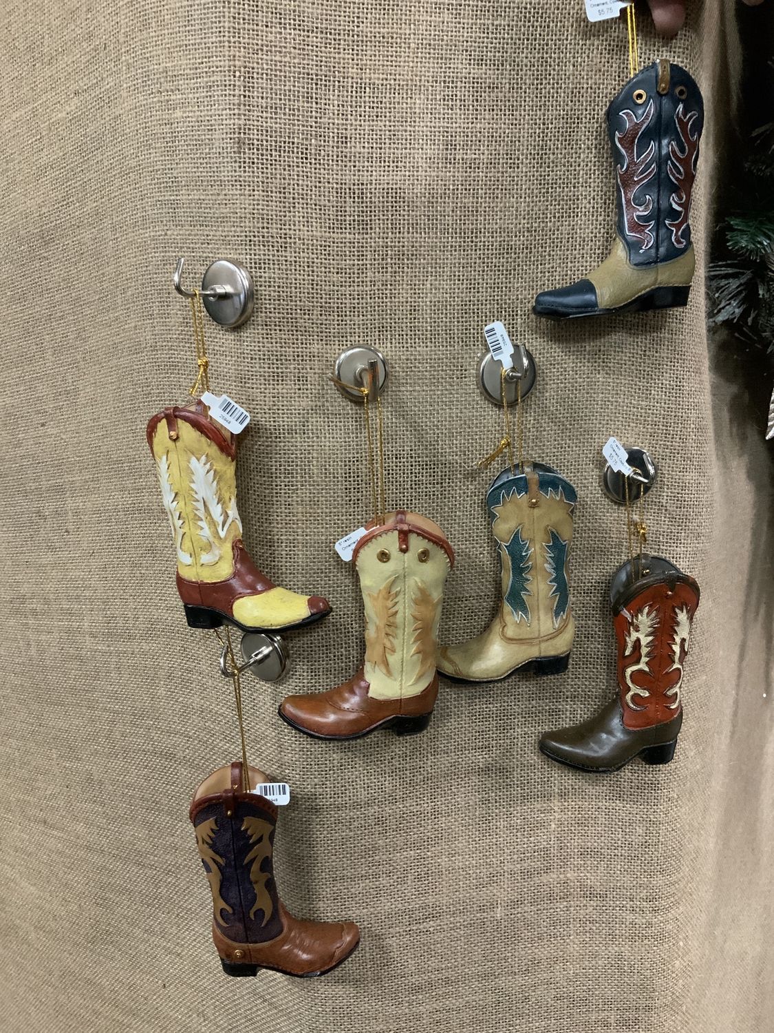 Ornament, Cowboy Boot 5" resin asst