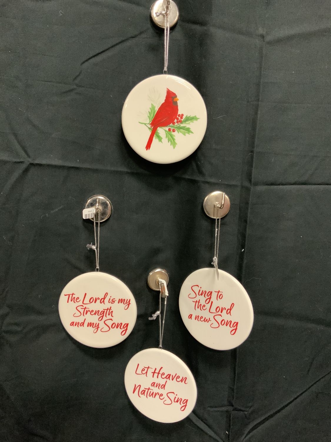Ornament, Cardinal w/Verse 4" 3 ass't