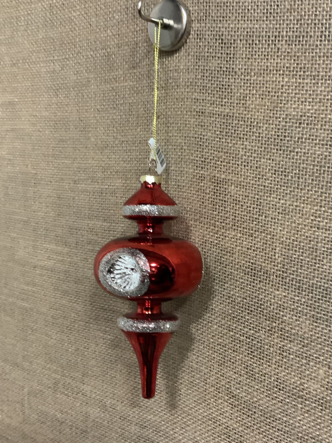 Ornament, Glass Reflect Finial 6.5" Rd/Vntg