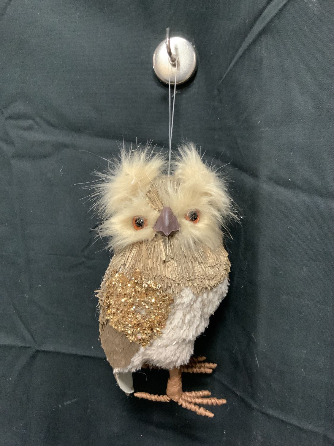Ornament, Grass Glitter Owl 7"x4"