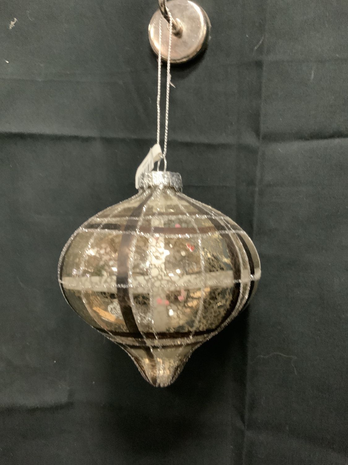 Ornament, Merc Glass Plaid Fini 4"  2 ass't