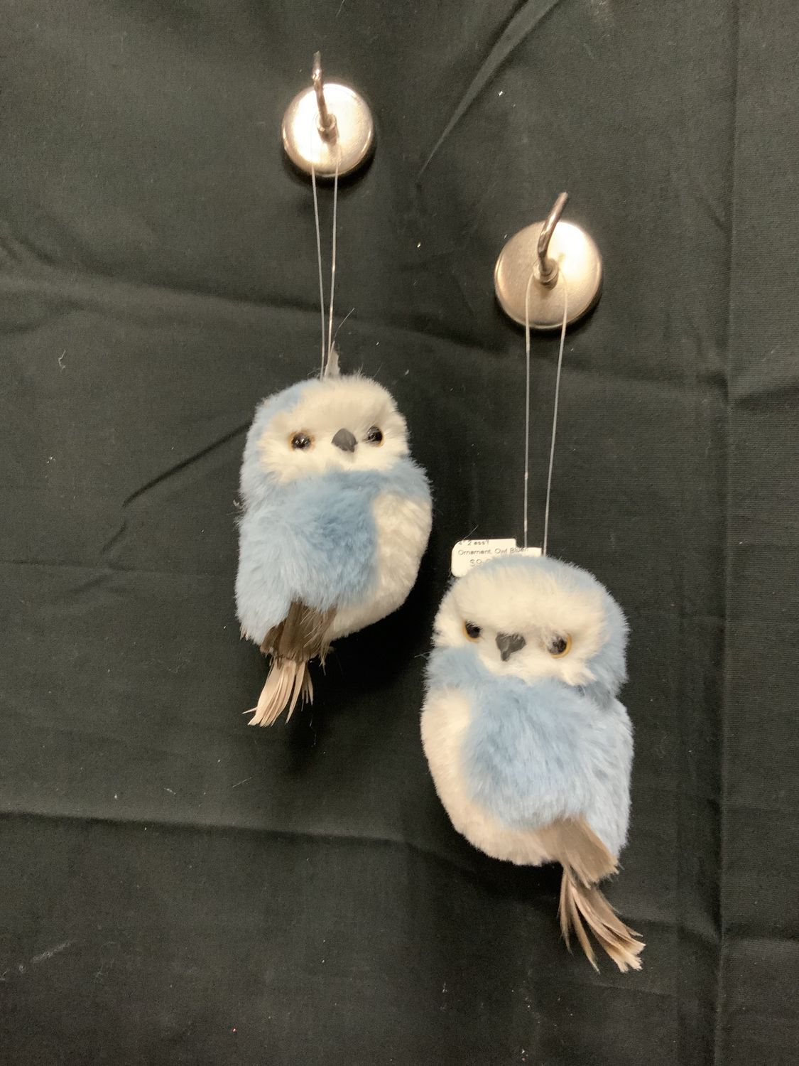 Ornament, Owl Blue/Wht 4" 2 ass't