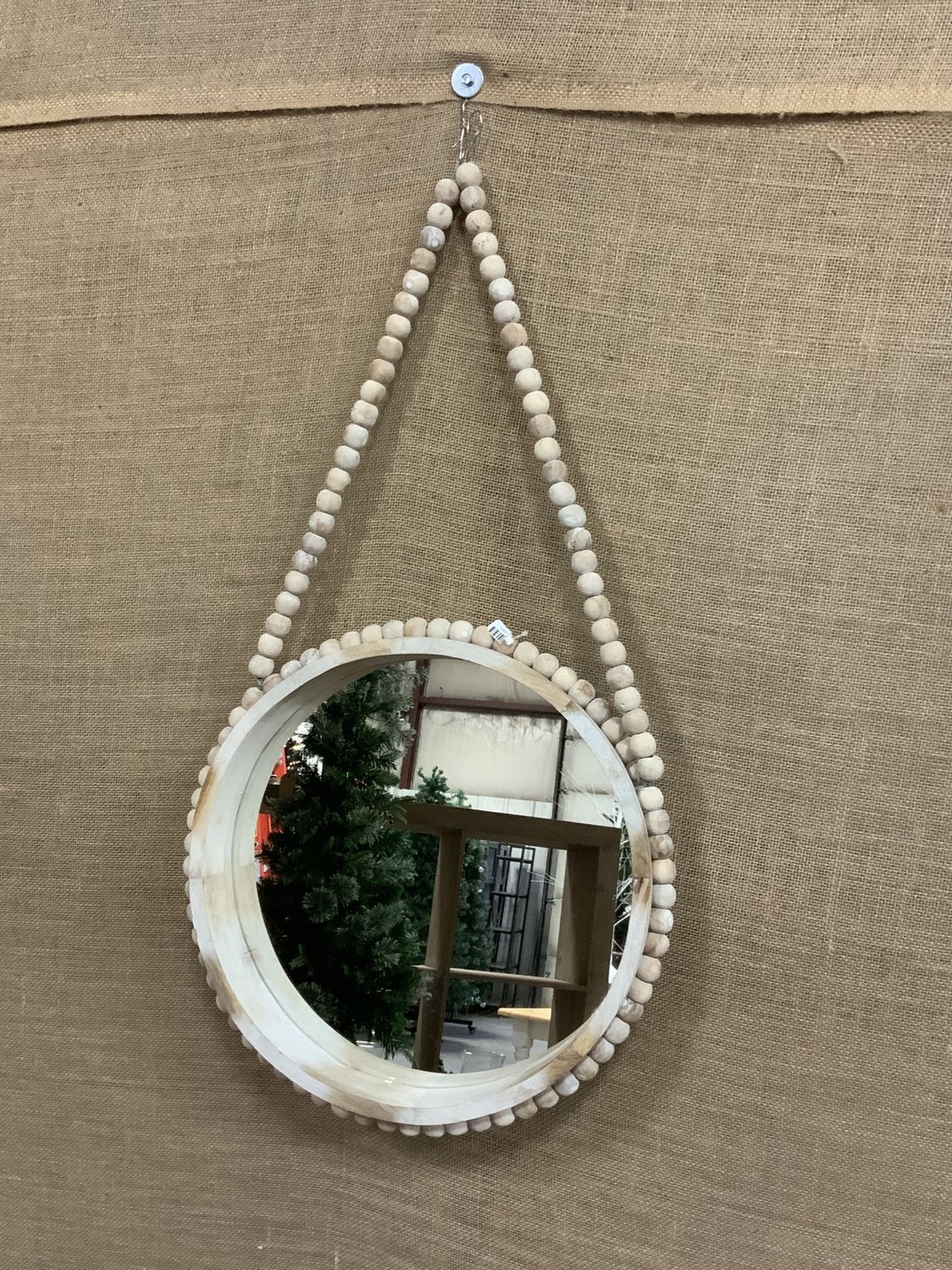 Mirror, Beaded Hangar wood frame