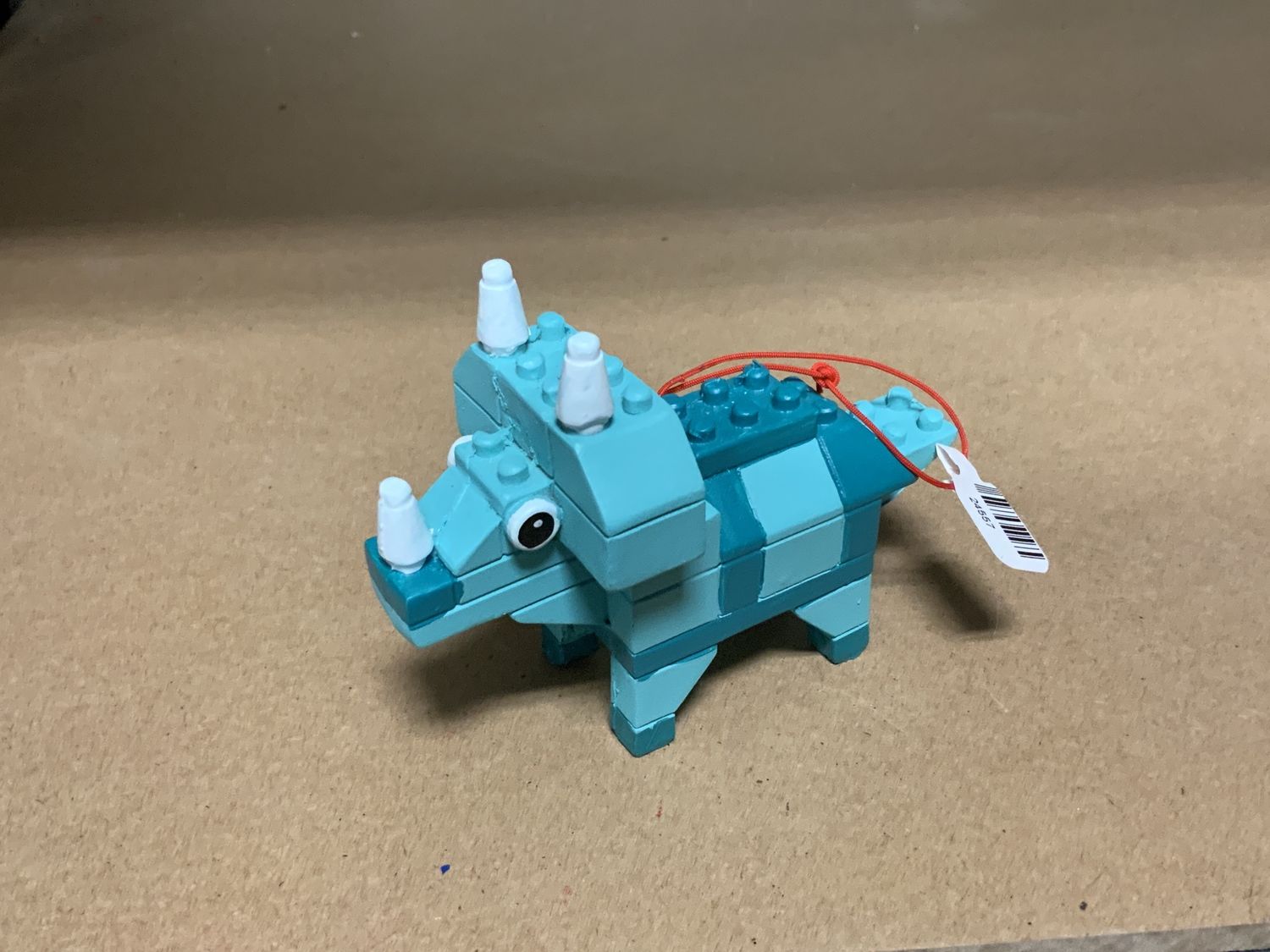 Ornament, Lego Triceratops Aqua