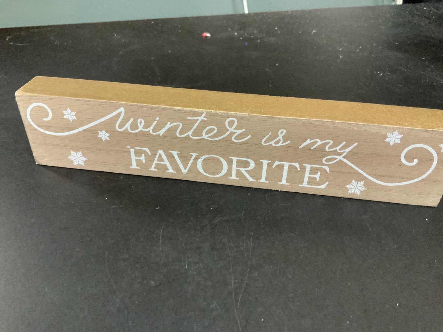 Sign, Mini Wood Xmas gold edge 6”