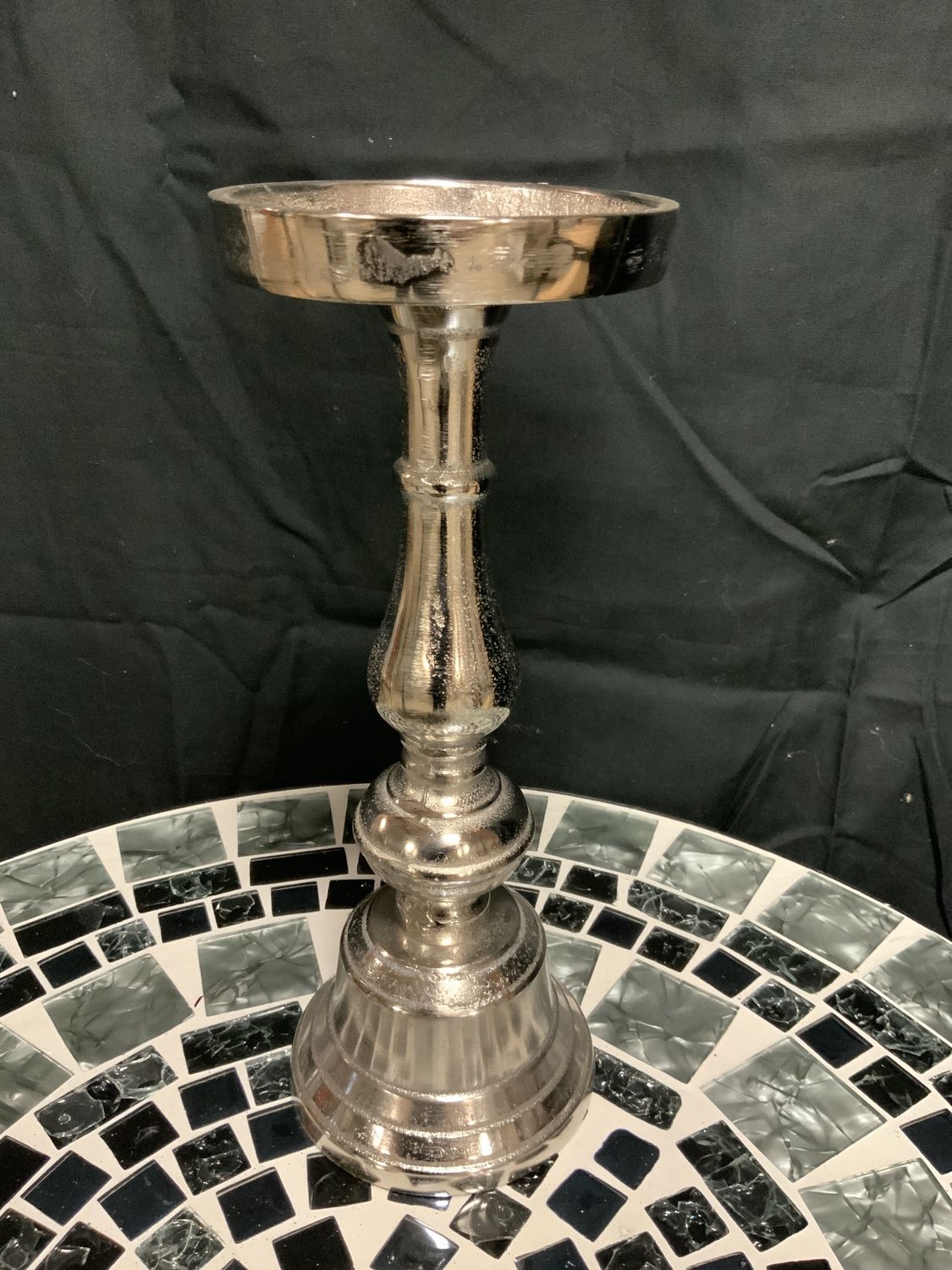 Candle Holder, Aluminum 12" Nickel