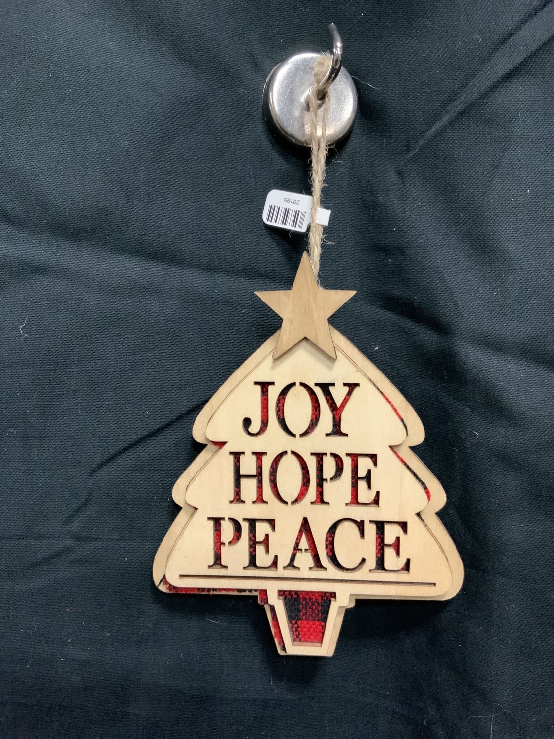 Ornament, Wood CutOut 6.25" Red Pl