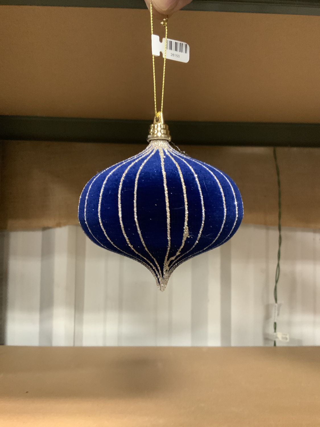 Ornament, Mid Blue Onion 4" slv pin