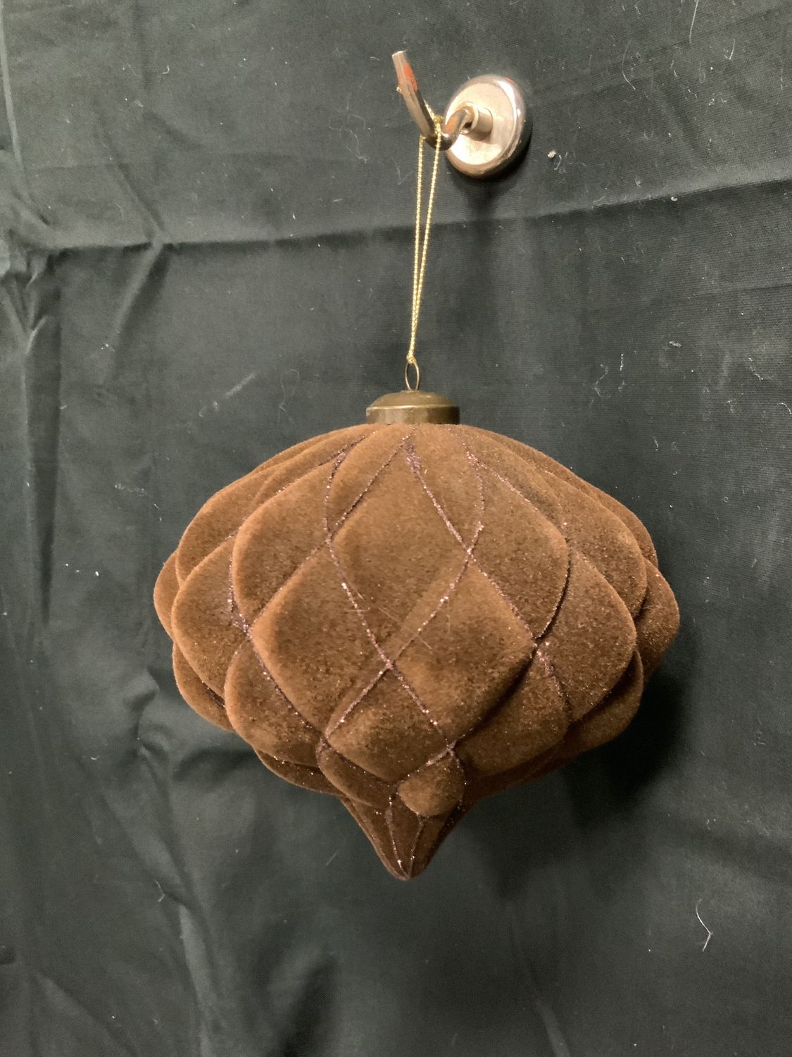 Ornament, Flocked Onion 6" Brown